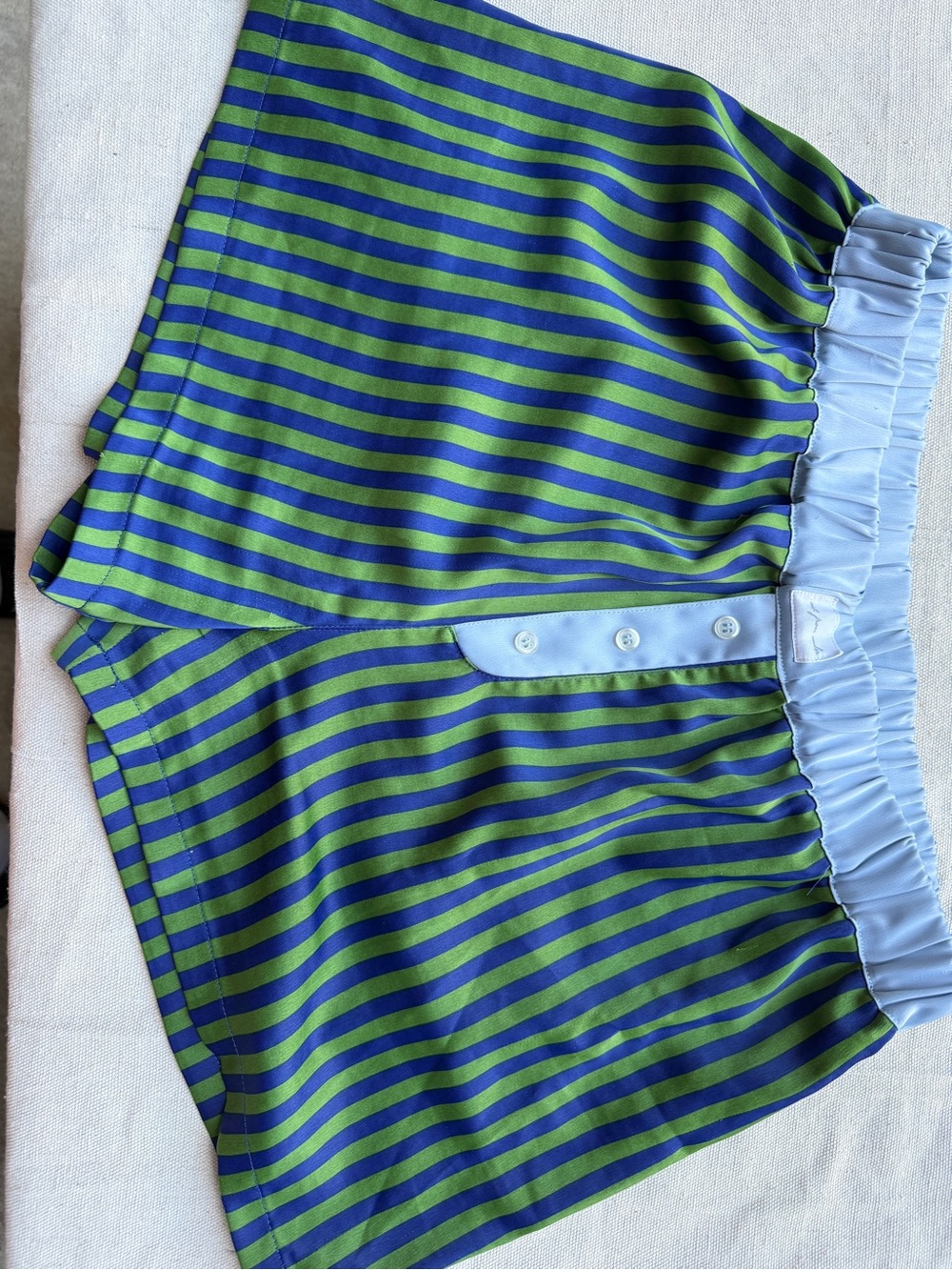Urban Outfitters Blue and Green Striped Pajama Shorts